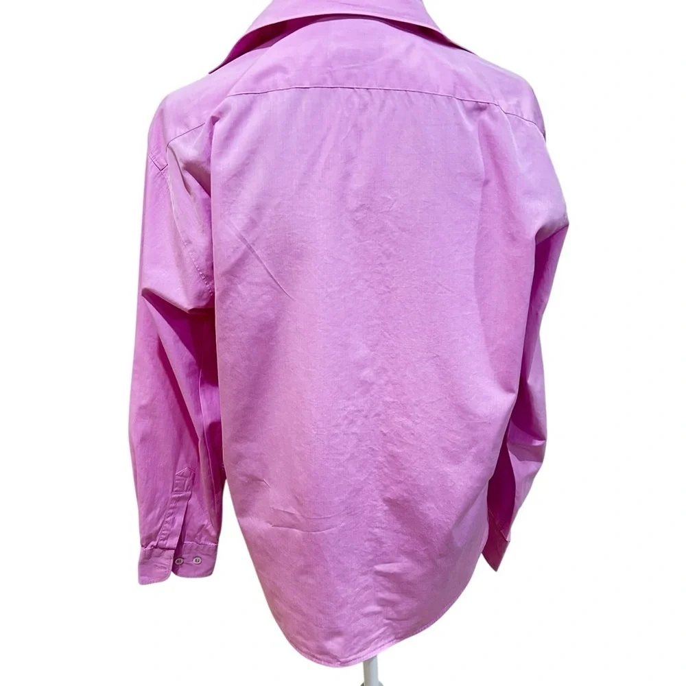 Faconnable pink Button-Down Shirt cotton chest pocket designed in France medium - Picture 7 of 8